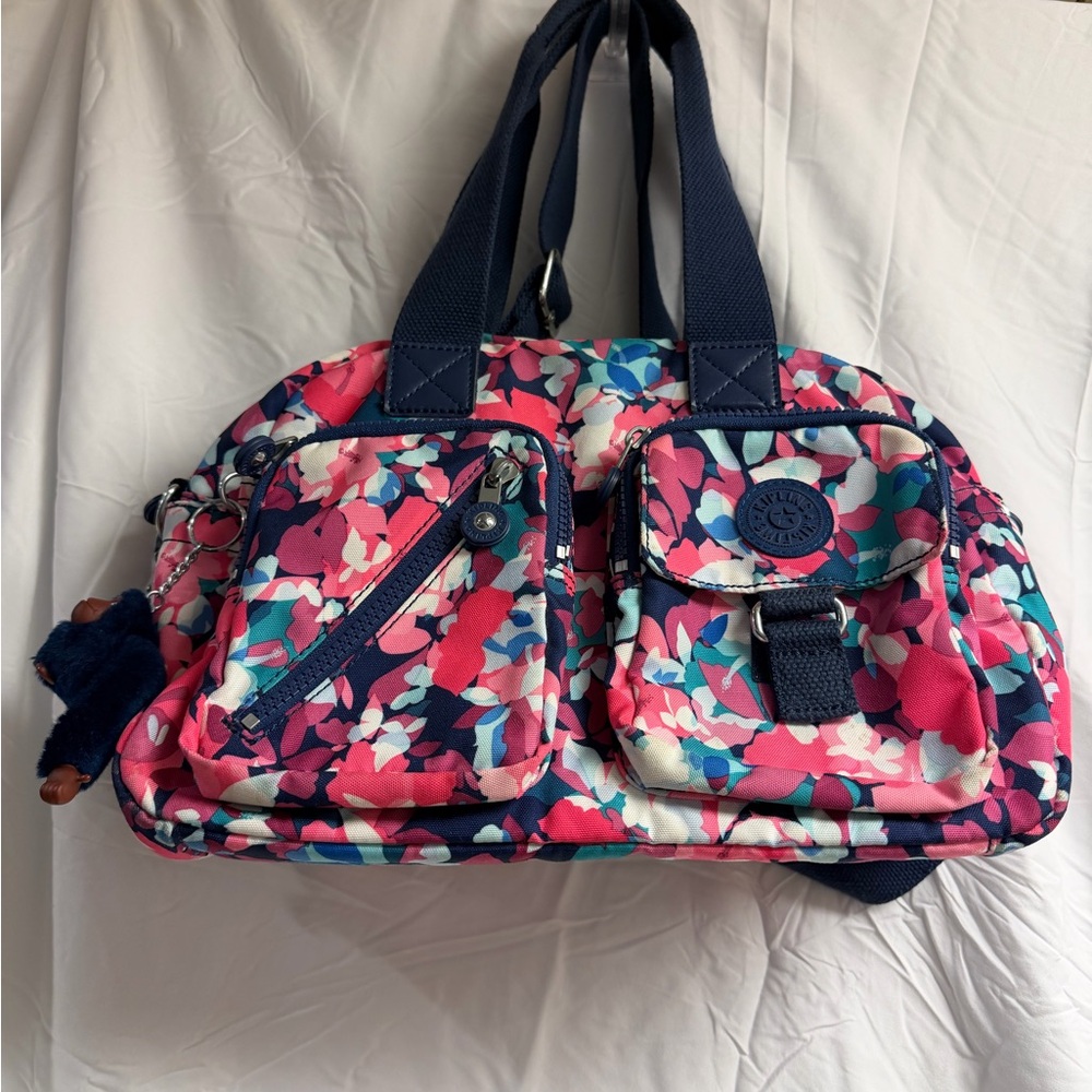 Kipling Floral Crossbody Bag - Pink and Blue